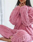 Cozy Fleece Pajama Set for Women Soft Breathable Relaxed Nights 6