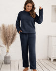 Cozy Fleece Pajama Set for Women Long Sleeve Soft Winter 4