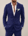 Primadon Anzüge Blau / XS Max | Eleganter Anzug für Herren Hochzeit Leinenmix