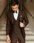 Primadon Anzüge Braun / S Matteo | Eleganter Slim Fit Anzug für Herren Hochzeit