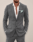 Primadon Anzüge Grau / XS Max | Eleganter Anzug für Herren Hochzeit Leinenmix