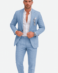 Primadon Anzüge S / Blau Hannes | Eleganter Herrenanzug aus Leinen schmal geschnitten