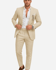 Primadon Anzüge S / Champagner Hannes | Eleganter Herrenanzug aus Leinen schmal geschnitten