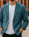 Primadon Blazer Blau / XS Leon | Eleganter Leinenblazer für Herren Slim Fit