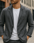 Primadon Blazer Grau / XS Leon | Eleganter Leinenblazer für Herren Slim Fit