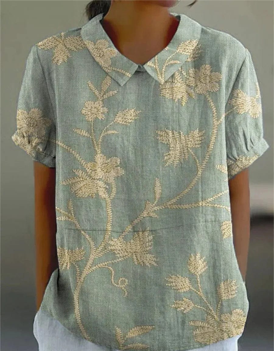 Primadon Blusen Grün 1 / XS Sarina | romantische Bluse für Damen Baumwolle
