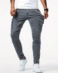 Primadon Cargo-Hosen Grau / S Pablo | Lässige Cargo-Hose für Herren Slim Fit Denim