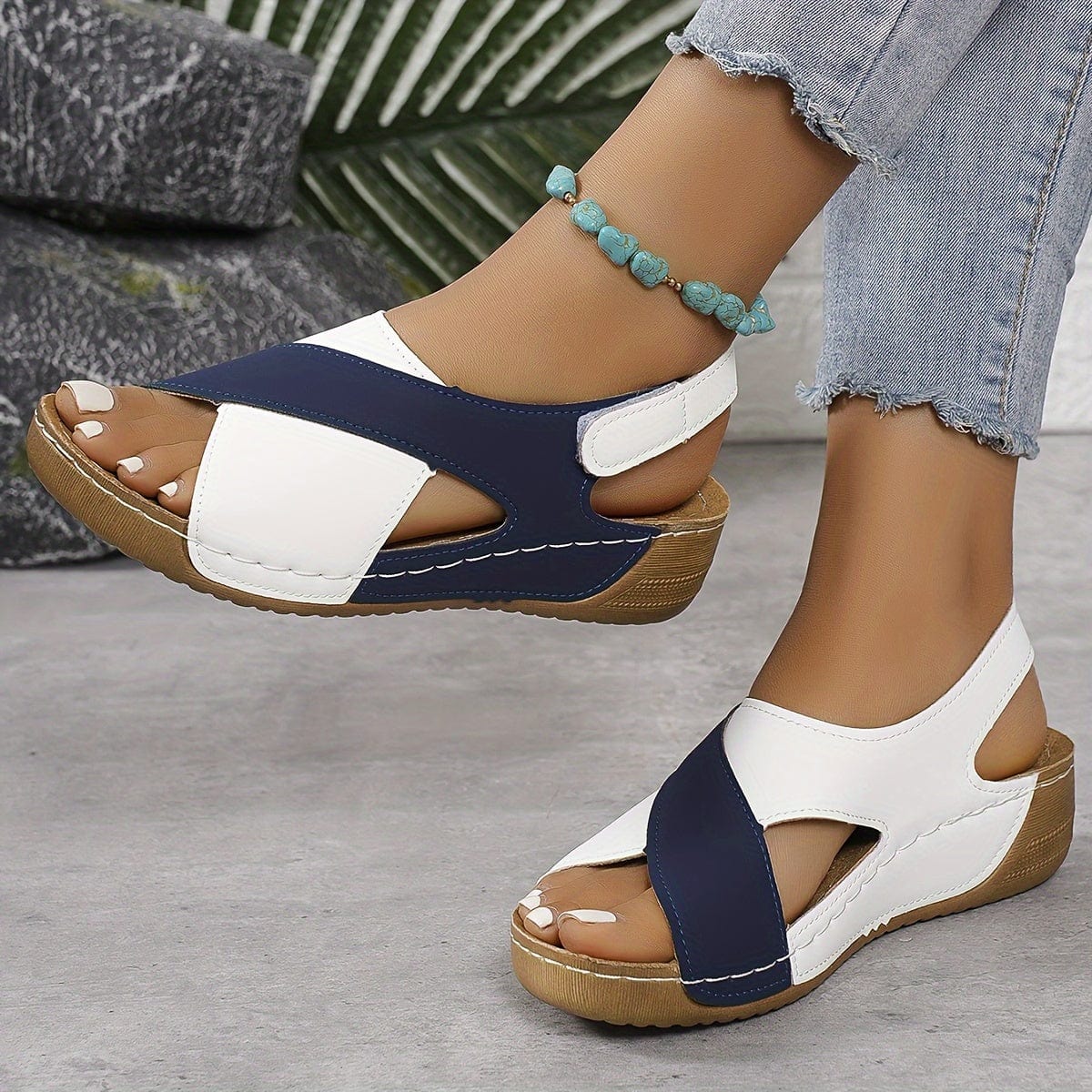 Primadon Damen Sandalen Blau / 36 Tilda | orthopädische Keilsandalen für Damen komfort