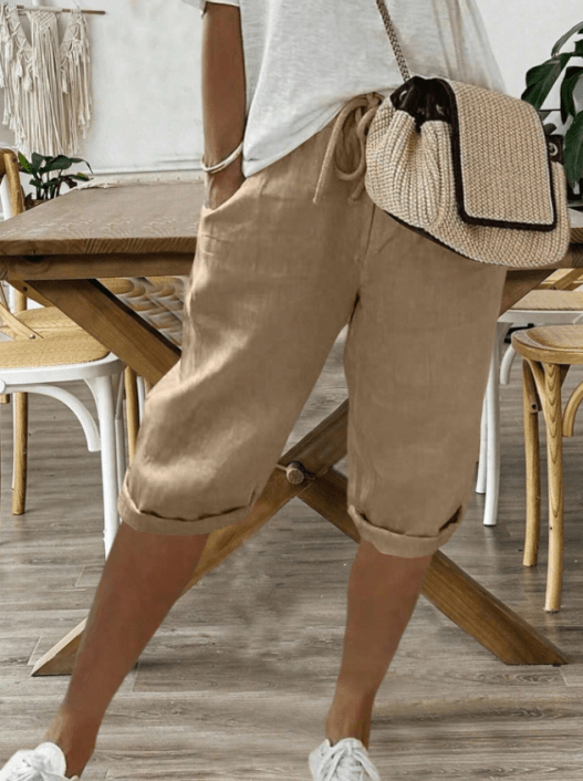 Primadon Damen Shorts Beige / XS Kura | leichte Sommershorts für Damen Baumwolle