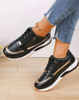 Primadon Damen Wanderschuhe Schwarz / 36 Lina | atmungsaktive Walkingschuhe für Damen bequem