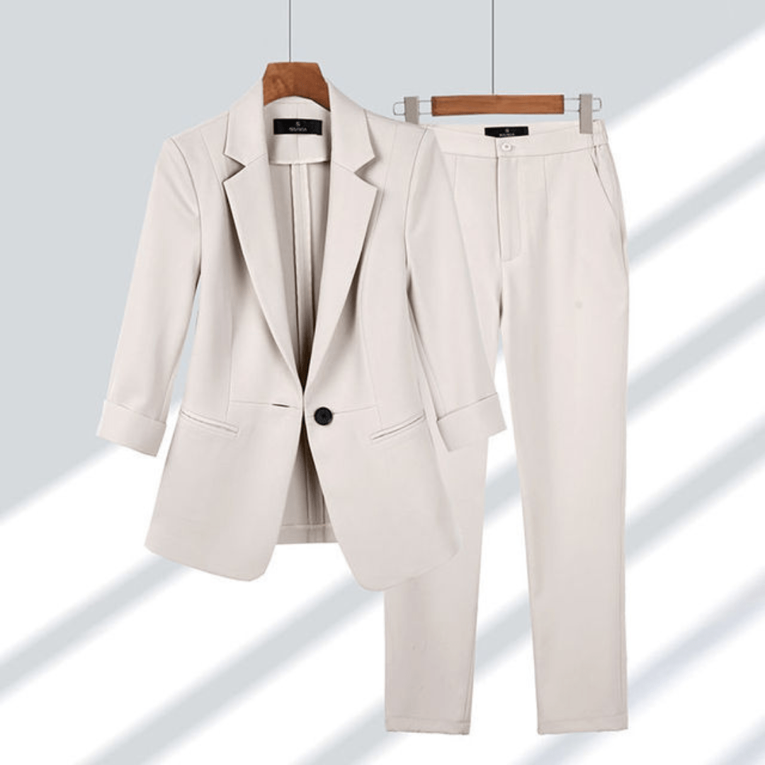 Primadon Damenanzüge Beige / M Élina | eleganter Hosenanzug für Damen Büro