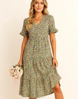 Primadon Damenkleider Grün / S Mira lebhaftes Blumen Minikleid für Damen Baumwolle
