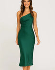 Primadon Damenkleider Grün / S Selma elegantes Ein-Schulter-Midikleid für Damen Gala