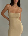 Primadon Damenkleider Khaki / S Vivienne elegantes Maxikleid für Damen gestrickt