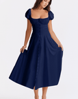 Primadon Damenkleider Marineblau / L Delia elegantes Midikleid für Damen figurbetont