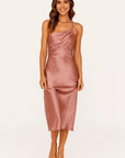 Primadon Damenkleider Rosa / S Selma elegantes Ein-Schulter-Midikleid für Damen Gala