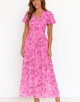 Primadon Damenkleider Rosa / XS Alina figurschmeichelndes Maxikleid für Damen floral