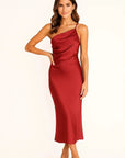Primadon Damenkleider Rot / S Selma elegantes Ein-Schulter-Midikleid für Damen Gala