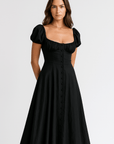 Primadon Damenkleider Schwarz / L Delia elegantes Midikleid für Damen figurbetont