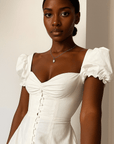 Primadon Damenkleider Weiß / L Delia elegantes Midikleid für Damen figurbetont