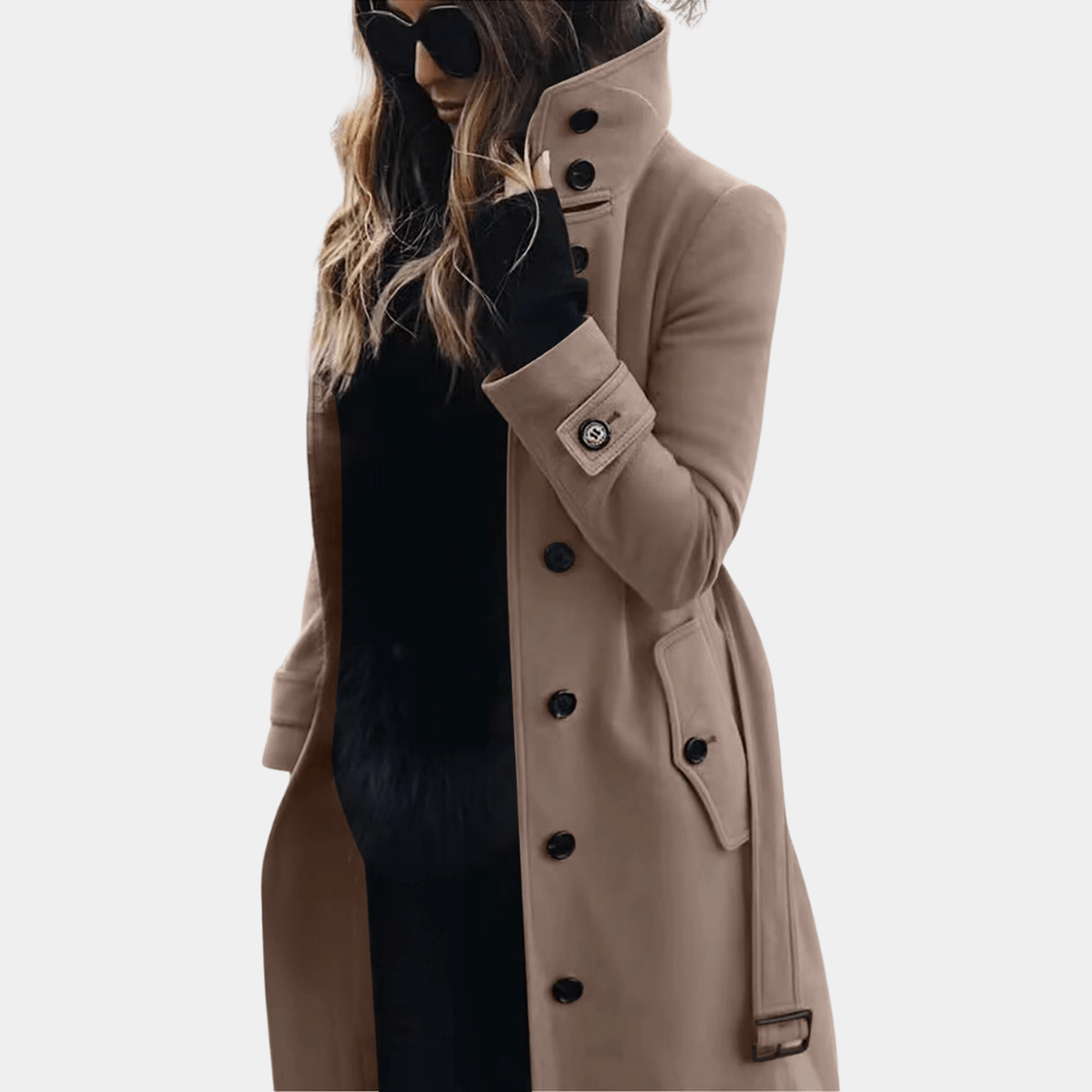 Primadon Damenmäntel & -jacken Khaki / S Eleganter Trenchcoat Damen langarm warm gefüttert Herbst stilvoll beige