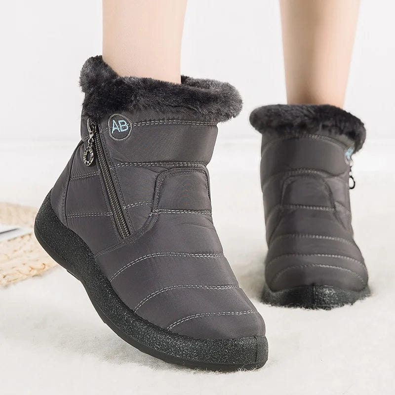 Primadon Damenstiefel Grau / 2.5 Amelie | Bequeme Ankle Boots für Damen mit Fellfutter