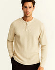 Primadon Henley-Shirts Khaki / XS Sienna | atmungsaktives Langarmshirt für Herren Sommer