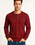 Primadon Henley-Shirts Rot / XS Sienna | atmungsaktives Langarmshirt für Herren Sommer