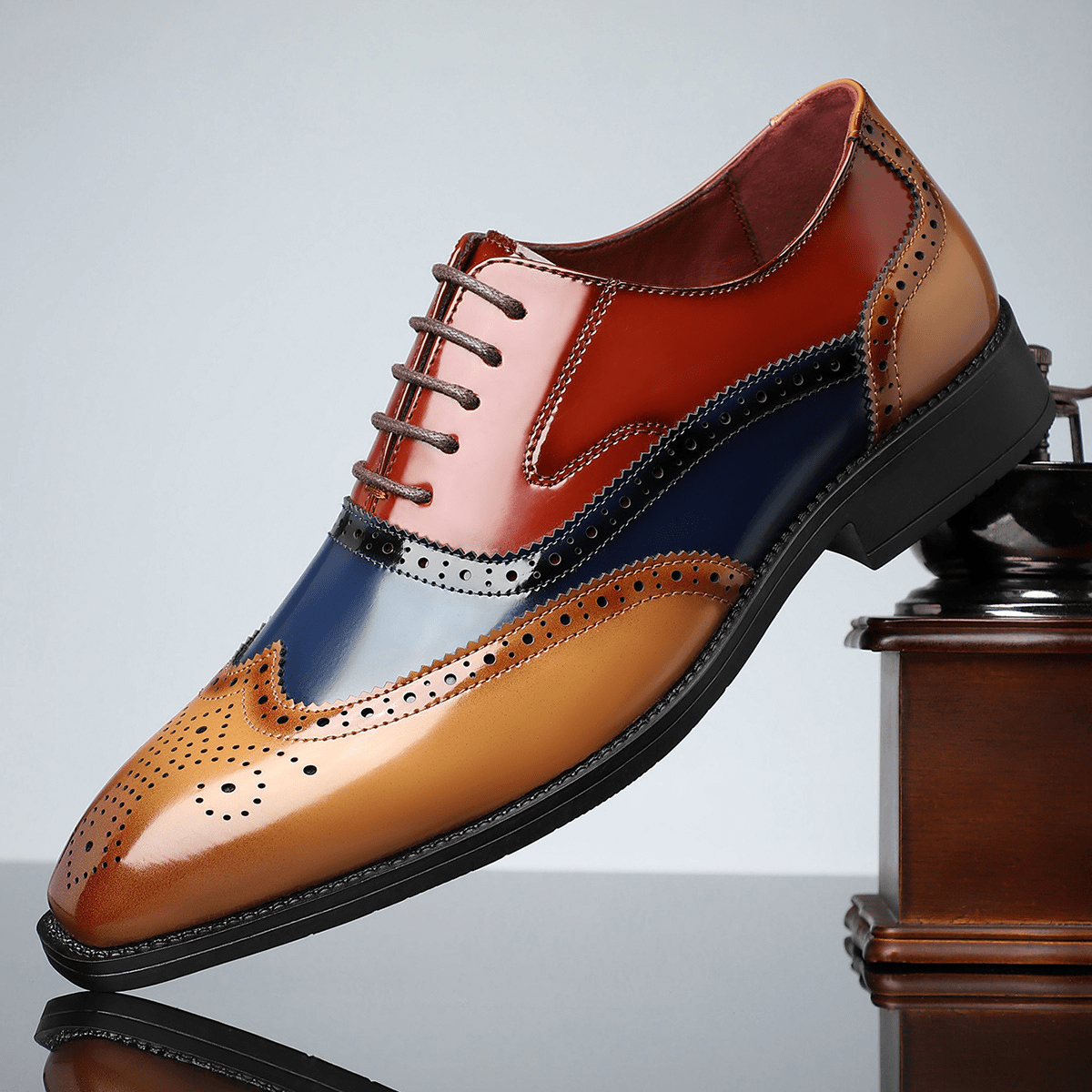 Primadon Herren Anzugschuhe Kognak Mitternacht / 37.5 Maxime elegante Lederschuhe für Herren Patentleder