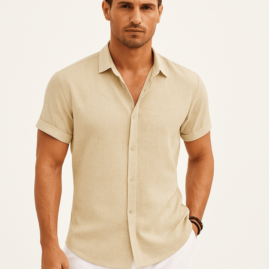 Primadon Herren Freizeithemden Aprikose / S Lino | elegantes Leinenhemd für Herren Sommer