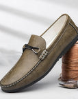 Primadon Herren Schuhe Olive / 38.5 Alain elegante Slipper für Herren Leder Sommer
