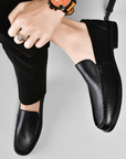 Primadon Herren Slipper Tarek klassische Lederloafer für Herren bequem