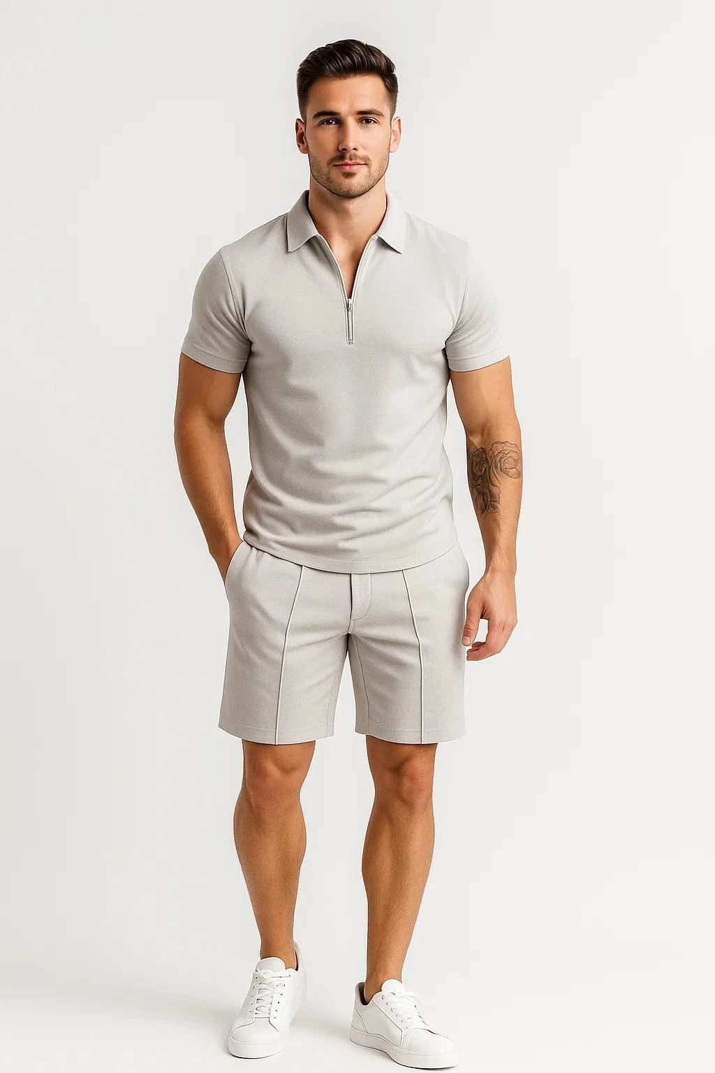 Primadon Herren-Sportbekleidung Grau / S Eren | sportliches Polo Set für Herren Sommer