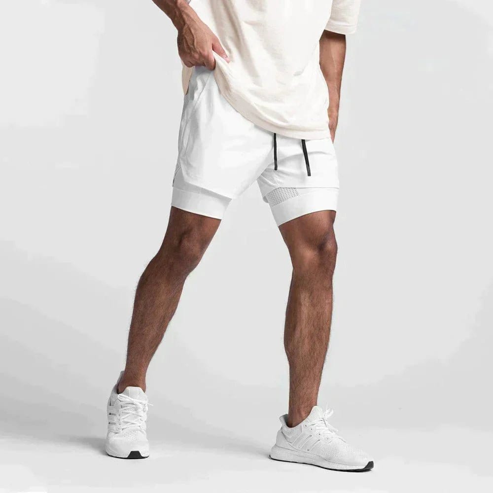 Primadon Herren Sportbekleidung Weiß / S Max | Atmungsaktive Fitness Shorts für Herren leicht
