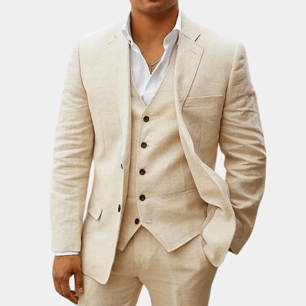 Primadon Herrenanzüge Beige / S Lorenz | Eleganter Anzug für Herren Slim Fit Sommer
