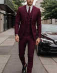 Primadon Herrenanzüge Burgunderrot / S Adrian | Eleganter Hochzeitsanzug Herren klassisch dreiteilig