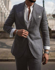 Primadon Herrenanzüge Dunkelgrau / S Milan | eleganter Hochzeitsanzug für Herren leinen