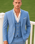 Primadon Herrenanzüge Hellblau / XS Matteo | Eleganter Anzug mit flachem Kragen für Herren