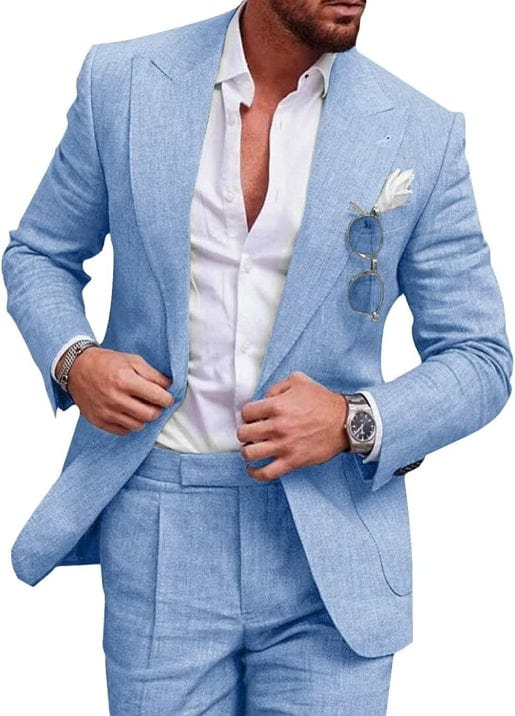 Primadon Herrenanzüge Himmelblau / S Milan | eleganter Hochzeitsanzug für Herren leinen