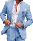 Primadon Herrenanzüge Himmelblau / S Milan | eleganter Hochzeitsanzug für Herren leinen