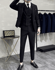 Primadon Herrenanzüge Schwarz / S André | Eleganter 3-Teiliges Anzug Set für Herren Hochzeit