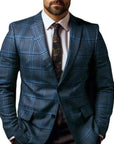 Primadon Herrenblazer Dunkelblau / 3XL Stefan | Eleganter Blazer für Herren mit Diamantmuster