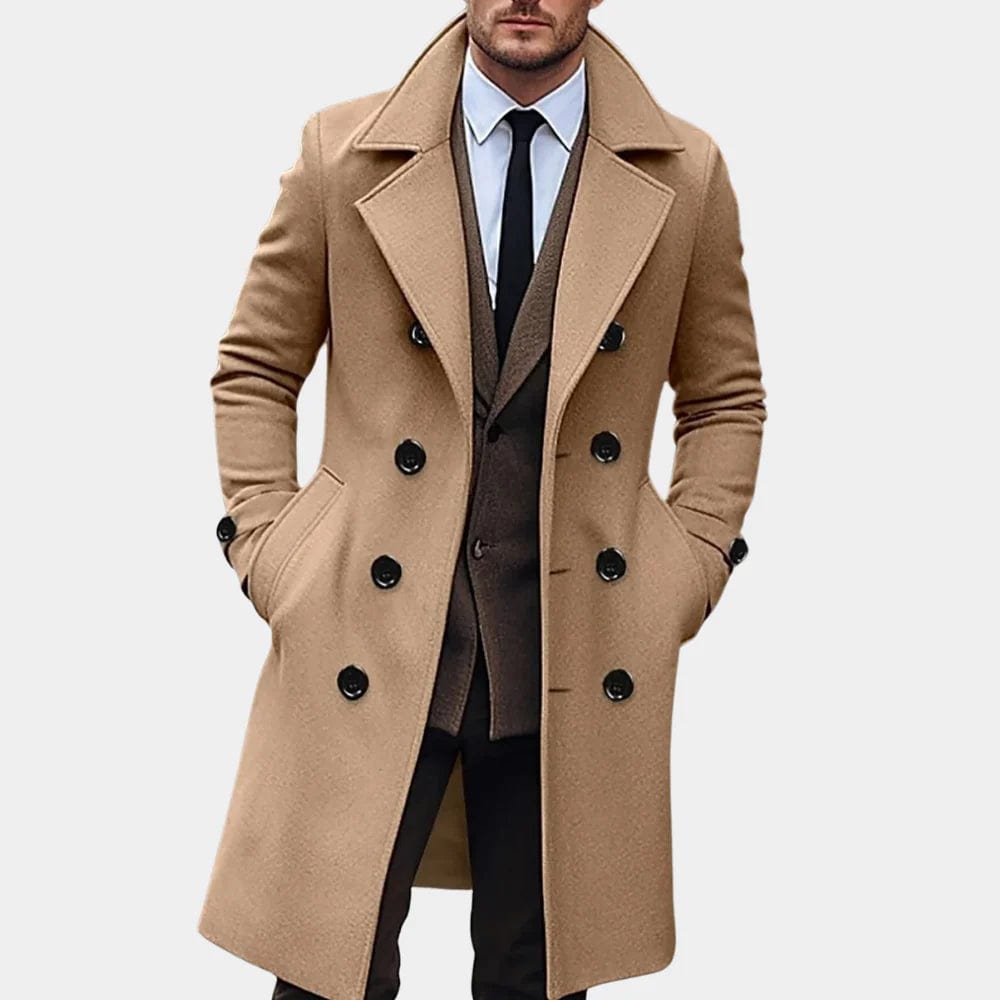 Primadon Herrenmäntel & -jacken Khaki / S Eleganter Herrenmantel für Herren lang aus Wollmischung Herbst/Winter tailliert