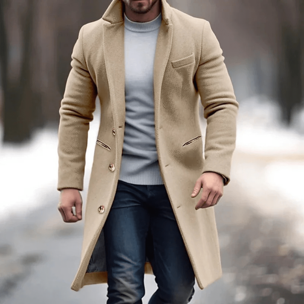 Primadon Herrenmäntel & -jacken Khaki / S Eleganter Herrenmantel für Herren lang aus Wollmischung warm stilvoll schwarz
