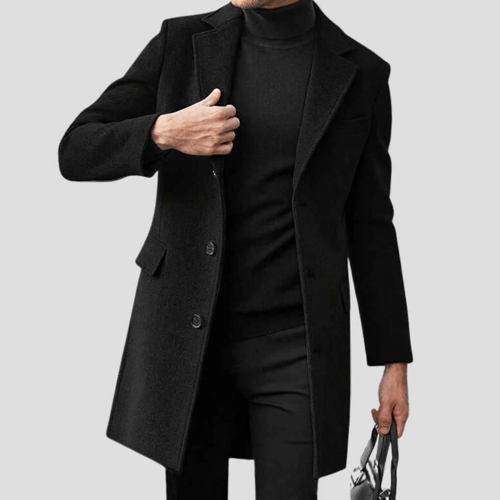 Primadon Herrenmäntel & -jacken Schwarz / M Eleganter Herrenmantel lang klassisch warm aus Mischgewebe für Winter schwarz