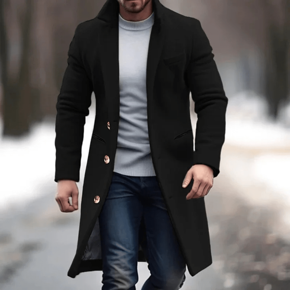 Primadon Herrenmäntel & -jacken Schwarz / S Eleganter Herrenmantel für Herren lang aus Wollmischung warm stilvoll schwarz