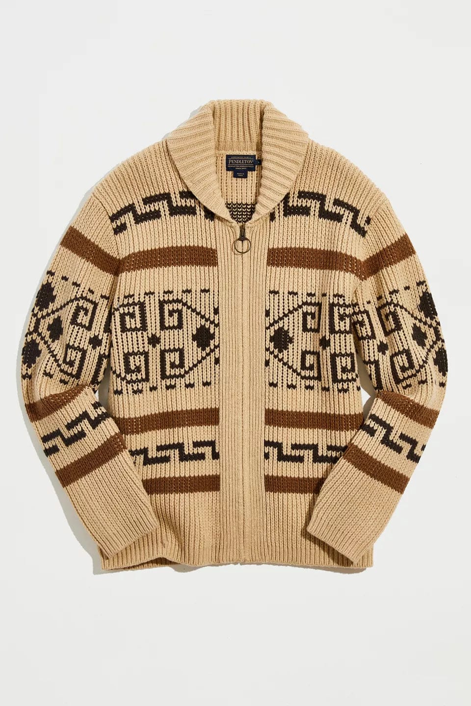 Primadon Herrenpullover Khaki / S Elegante Strickjacke für Herren mit Reißverschluss aus Acryl Vintage atmungsaktiv