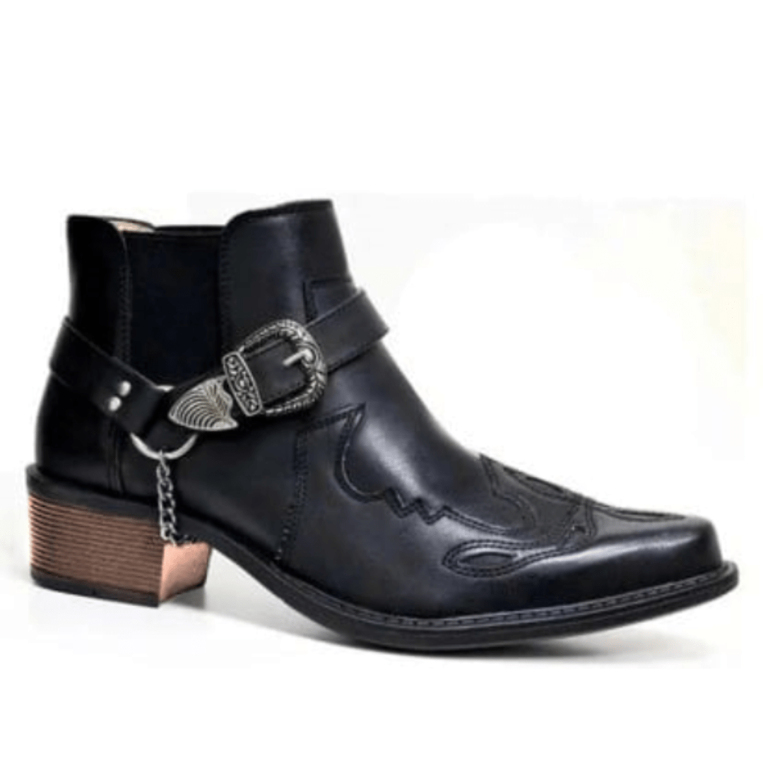 Primadon Herrenstiefel Schwarz / 38 Knj | robuste Schlupfstiefel für Herren Cowboy-Stil