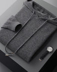 Primadon Hoodies Dunkelgrau / XS Stefano | Atmungsaktiver Herren Hoodie aus Merinowolle warm