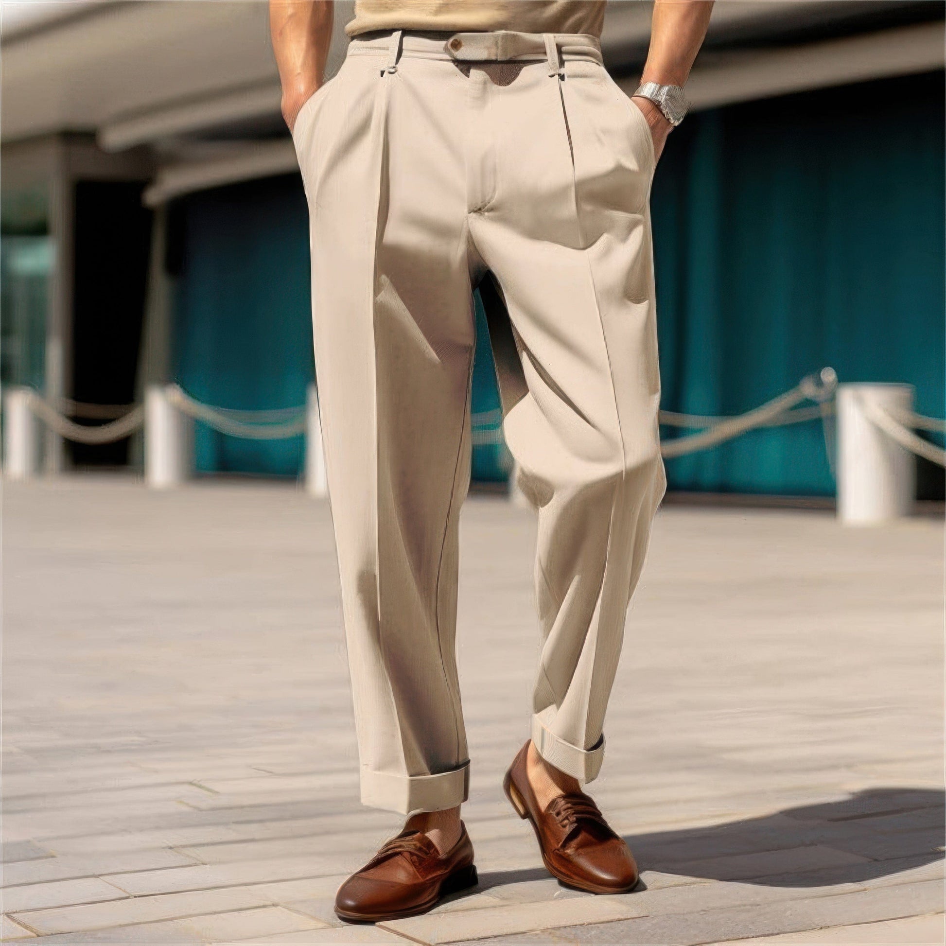 Primadon Hosenanzug Beige / S Matteo elegante Anzughose für Herren gerade Schnitt